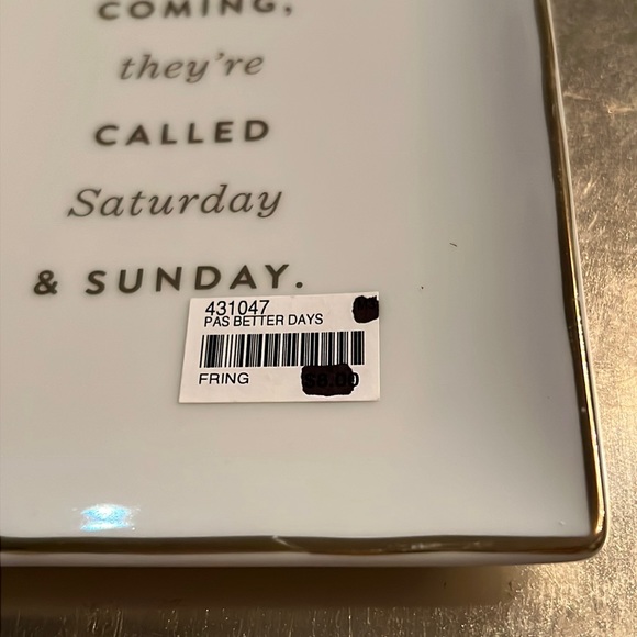 better days are coming… gold metallic lettering/border on ceramic tray-NWT - Picture 4 of 5